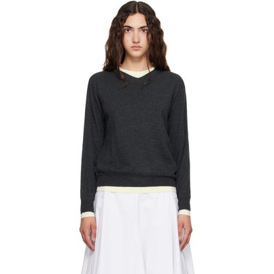 TONYWACK TONYWACK Gray Superfine Wool Layered V-Neck Sweater
