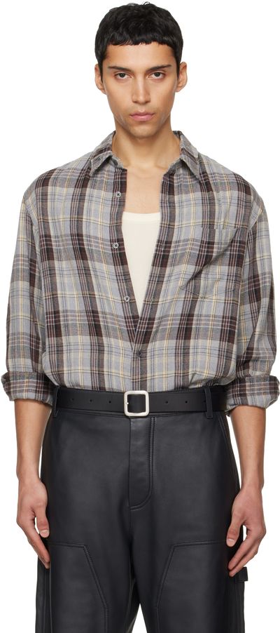 TONYWACK TONYWACK Gray Washed Cotton Blend Check Shirt