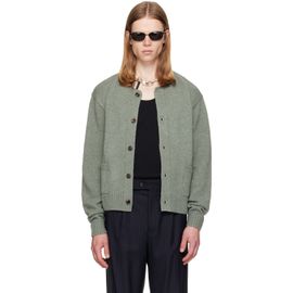 TONYWACK TONYWACK Green Shetland Wool Raw Cardigan