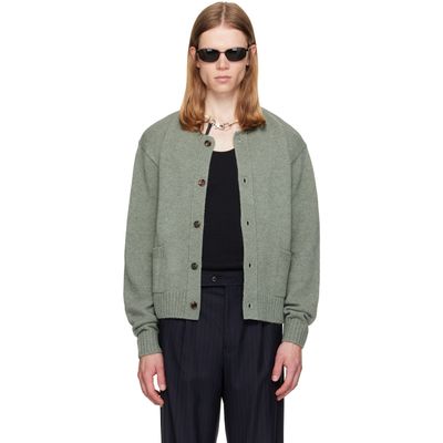 TONYWACK TONYWACK Green Shetland Wool Raw Cardigan