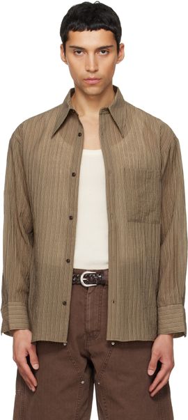 TONYWACK TONYWACK Khaki Lyocell Oversized Stripe Shirt