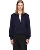 TONYWACK TONYWACK Navy Brushed Wool Crew-Neck Cardigan - 1