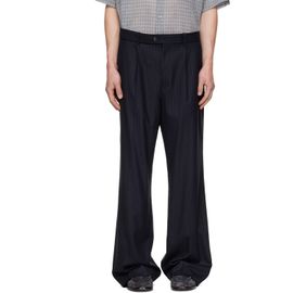 TONYWACK TONYWACK Navy Pinstriped Wool Belted Trousers