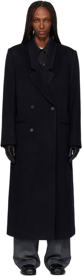 TONYWACK TONYWACK Navy Tailored Double-Breasted Maxi Coat
