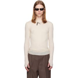 TONYWACK TONYWACK Off-White Sheer Wool Ribbed Knit Sweater