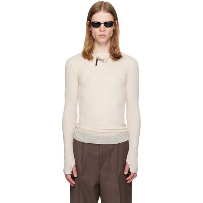 TONYWACK TONYWACK Off-White Sheer Wool Ribbed Knit Sweater