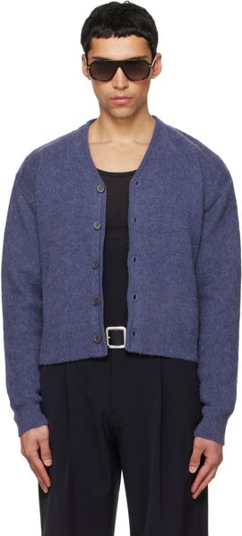 TONYWACK TONYWACK Purple Brushed Mohair V-Neck Cardigan