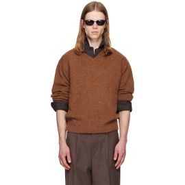 TONYWACK TONYWACK Tan Brushed Shaggy Dog V-Neck Sweater