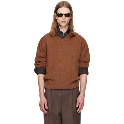 TONYWACK TONYWACK Tan Brushed Shaggy Dog V-Neck Sweater