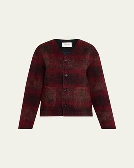 TONYWACK V-Neck Plaid Mohair Jacket