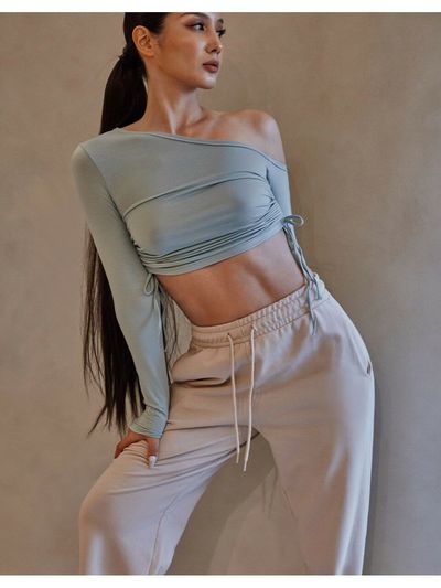 TOPGIRL Adjustable Drawstring One Shoulder Top_3 Colors