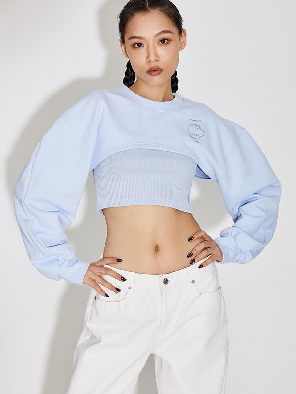 TOPGIRL BALLON SLEEVE BOLERO SWEATSHIRTS_T316TP126