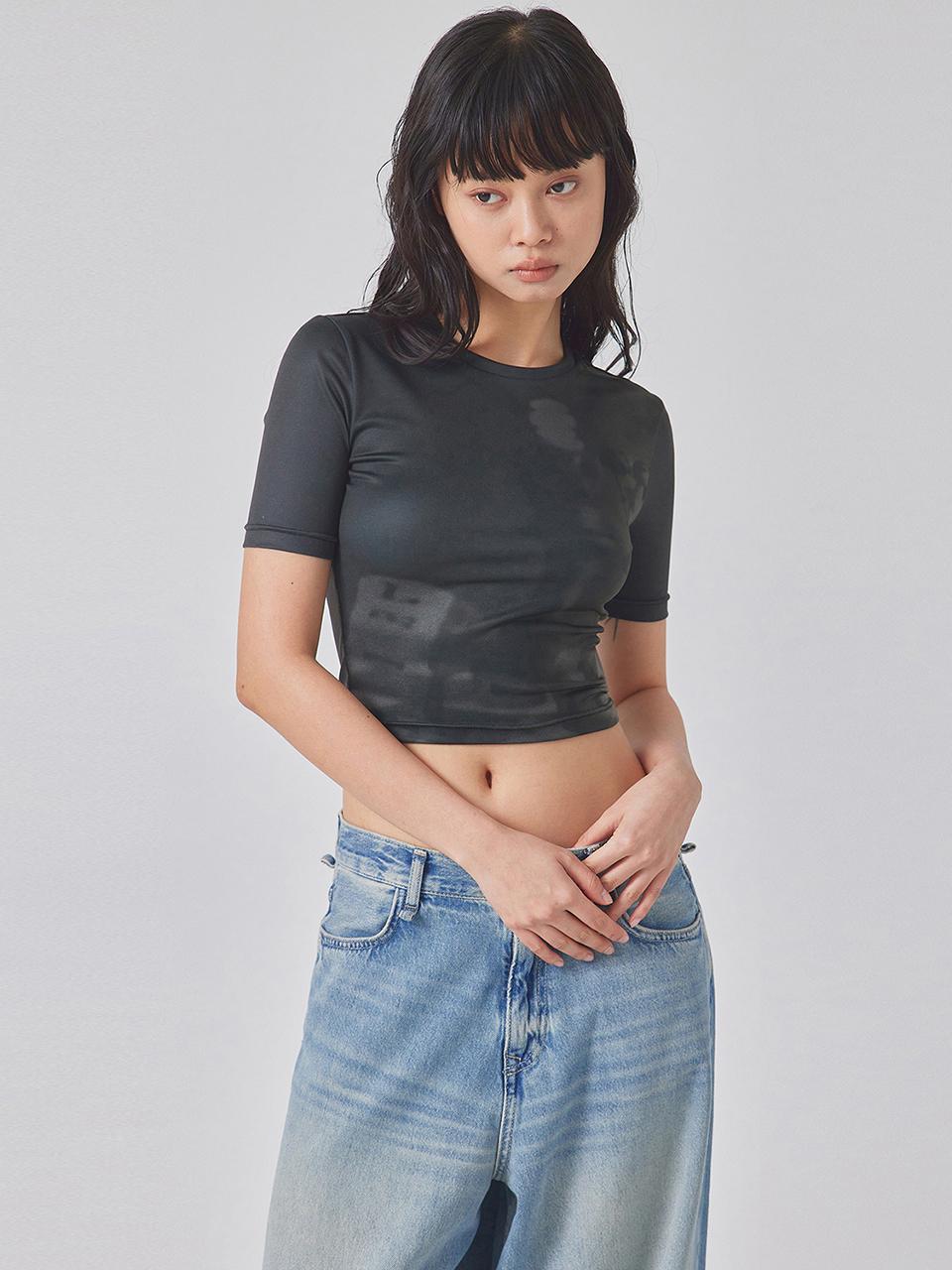 TOPGIRL CHESS-PRINTED SHORT SLEEVE TOP_T416TP105(BK)