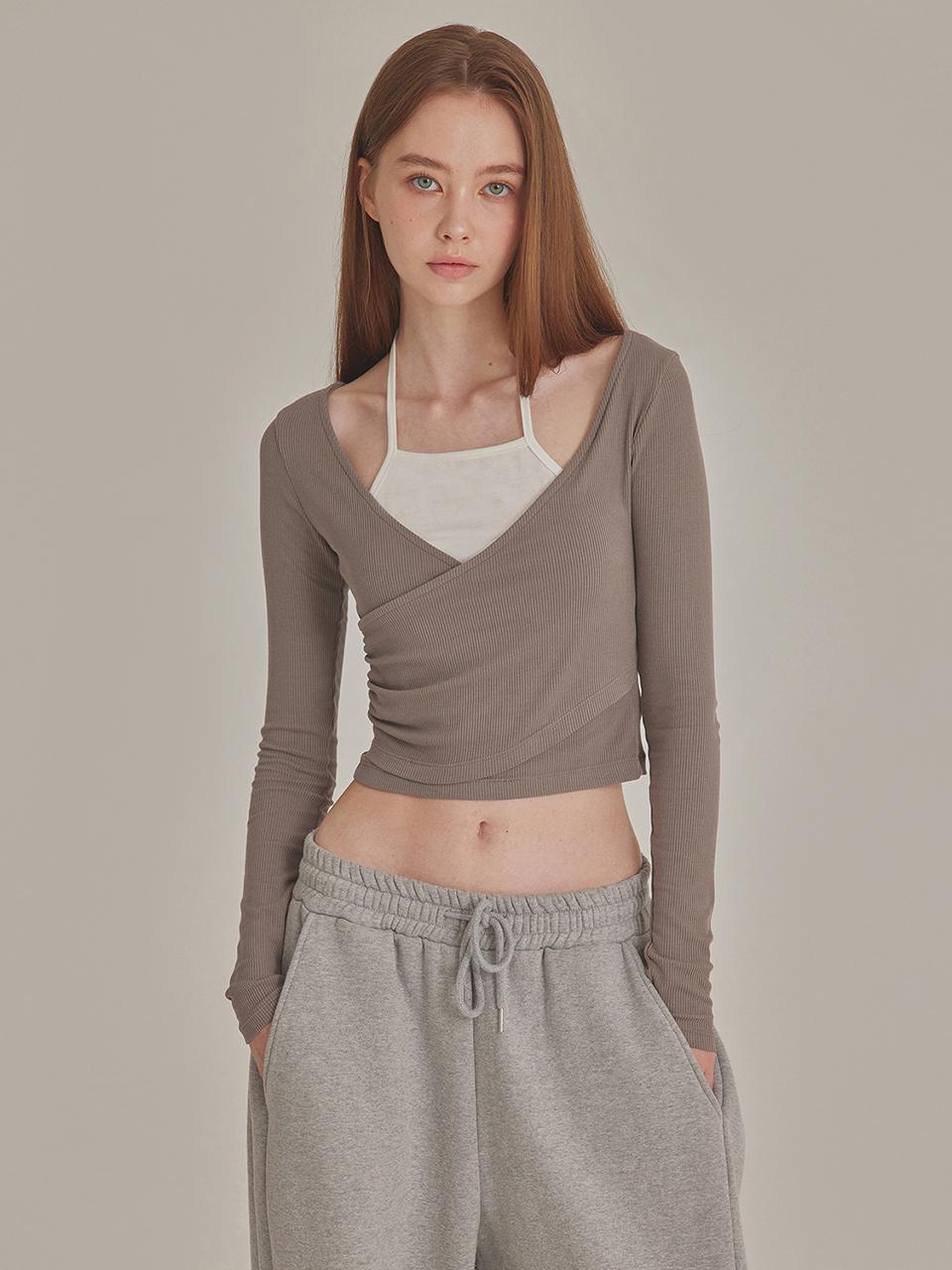 TOPGIRL Contrast Layered Ribbed Halter Top (T426TP110)
