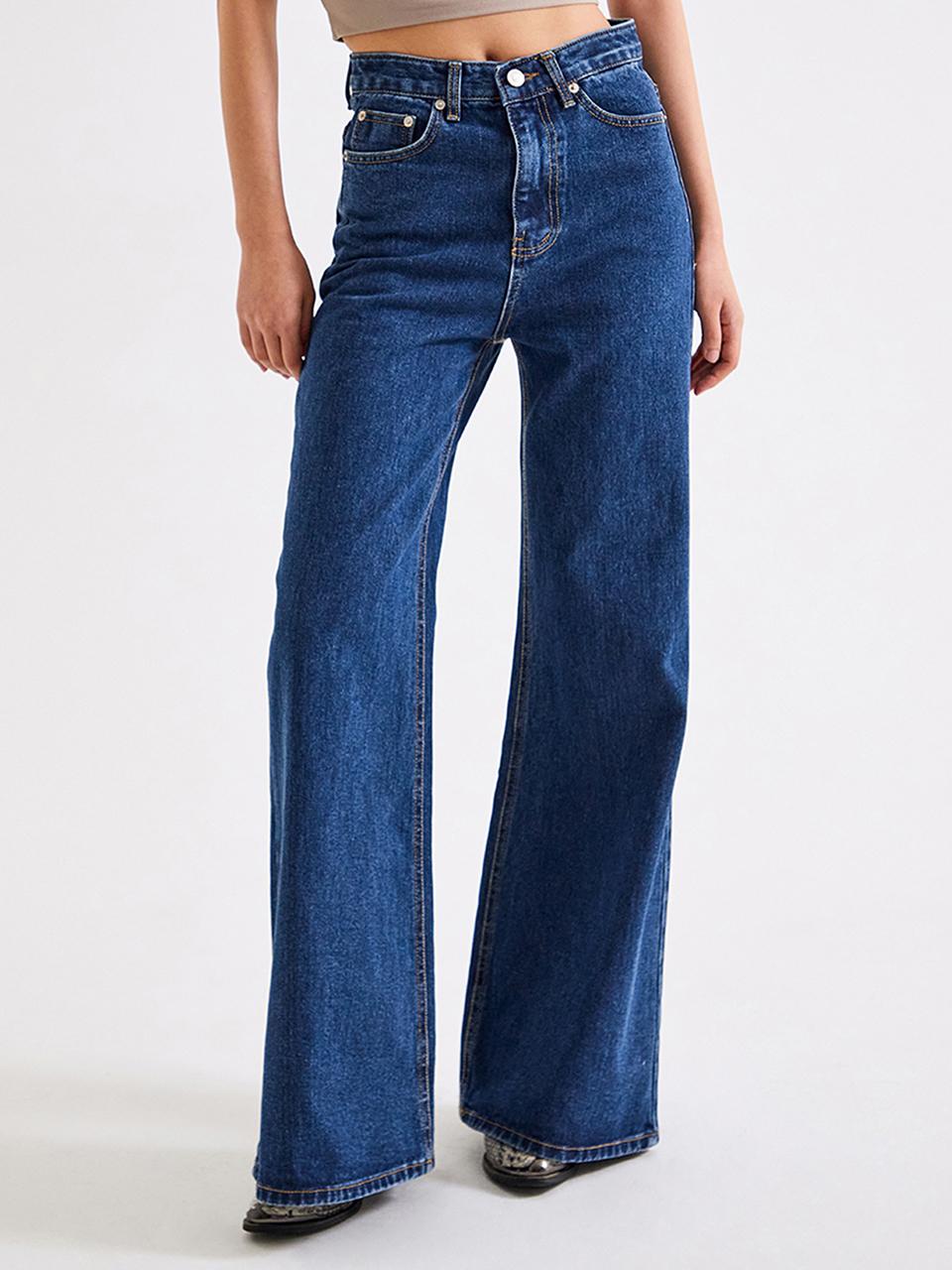 TOPGIRL DARK BLUE HIGH WAIST FLARED JEANS_T226DE400(BL)