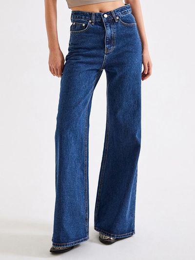 TOPGIRL DARK BLUE HIGH WAIST FLARED JEANS_T226DE400(BL)