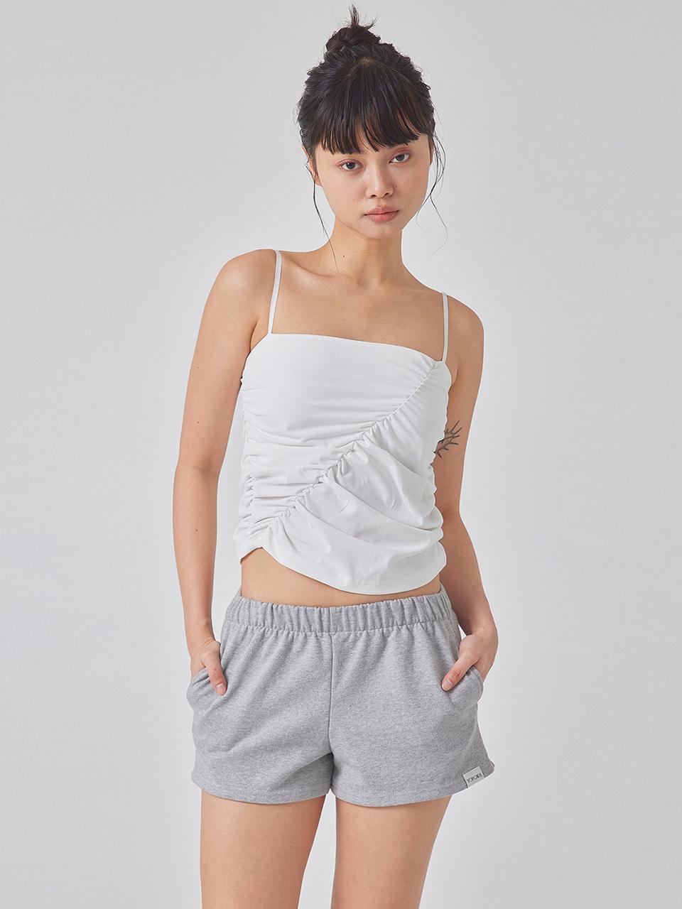 TOPGIRL DIAGONAL SHIRRING SLEEVELESS TOP_T416TP126(WH)