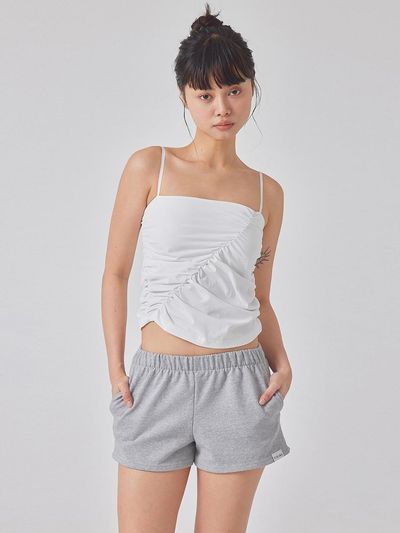 TOPGIRL DIAGONAL SHIRRING SLEEVELESS TOP_T416TP126(WH)