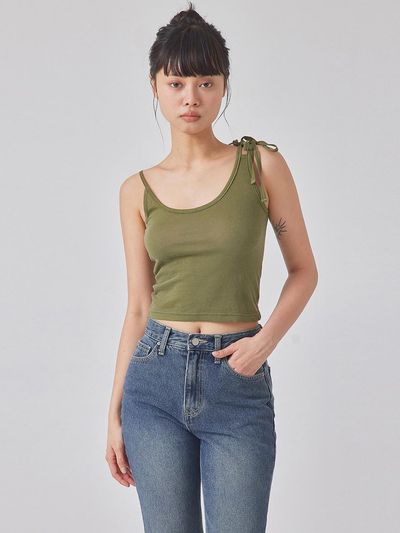 TOPGIRL DOUBLE-RIBBON SLEEVELESS TOP_T416TP130(AG)