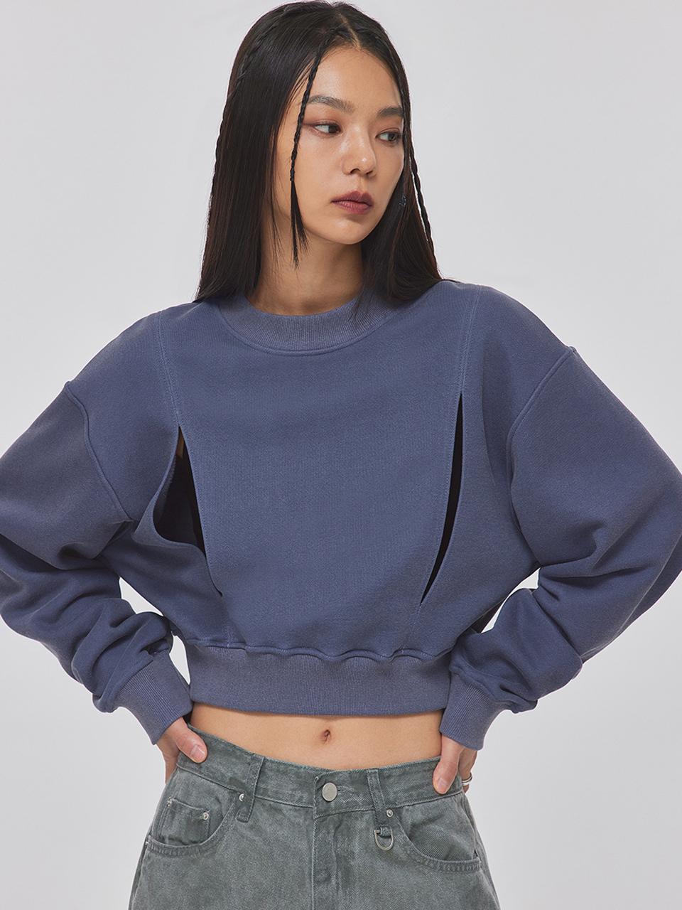 TOPGIRL DOUBLED CUTOUT PIGMENT SWEATSHIRTS_T326TP113(NP)