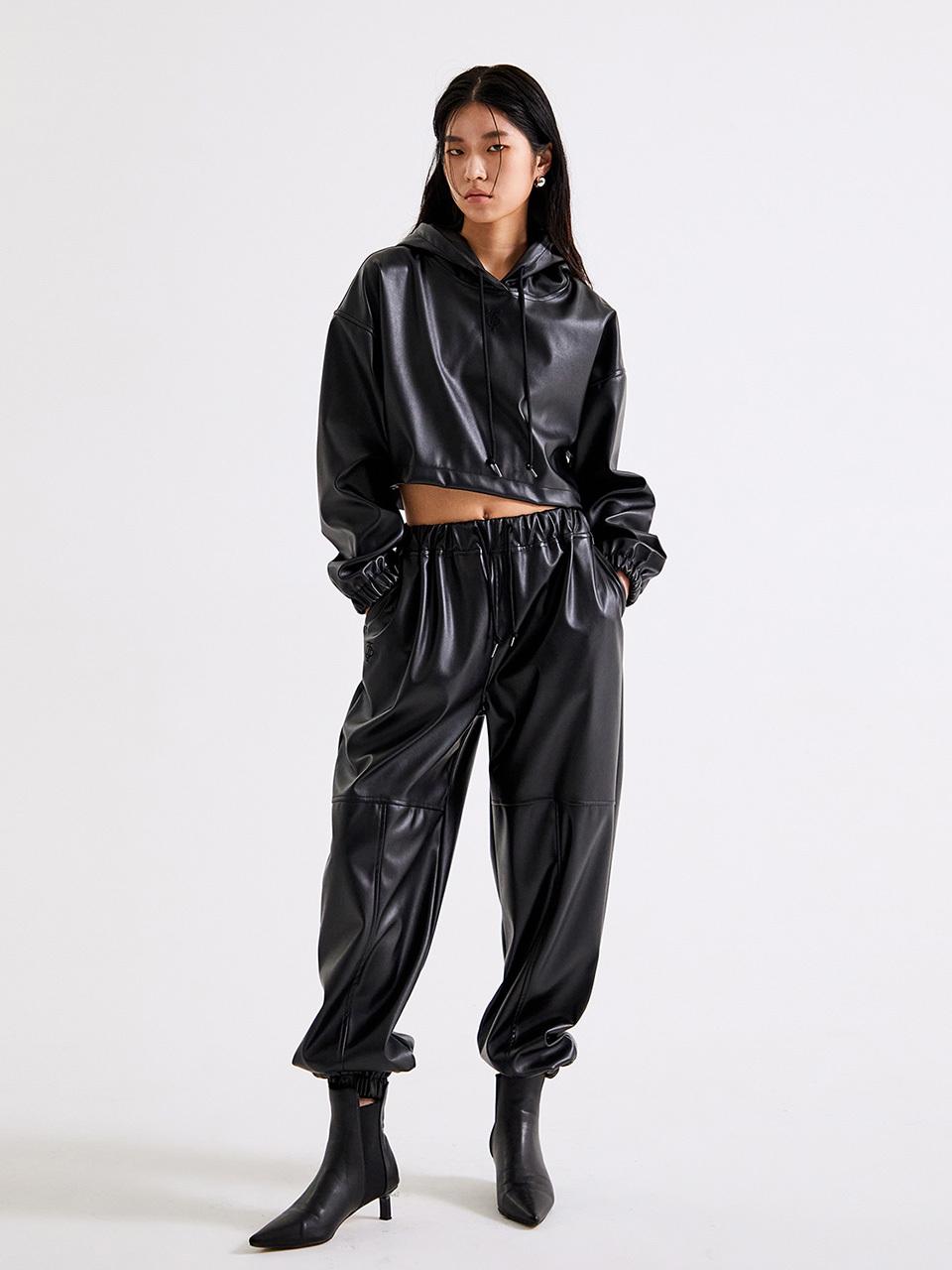 TOPGIRL FAUX LEATHER JOGGER PANTS_T226BT700(BK)