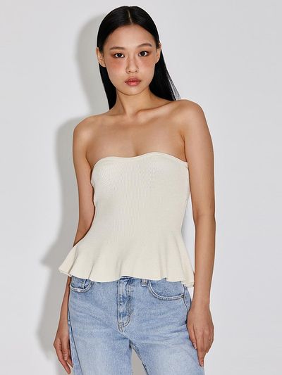 TOPGIRL FEMININE RIB-KNIT TUBE TOP_T316TP115(CR)