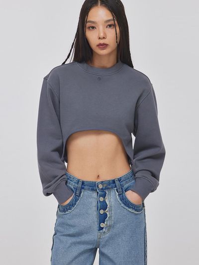 TOPGIRL HALF MOON CUTOUT SWEATSHIRTS_T326TP104(GY)