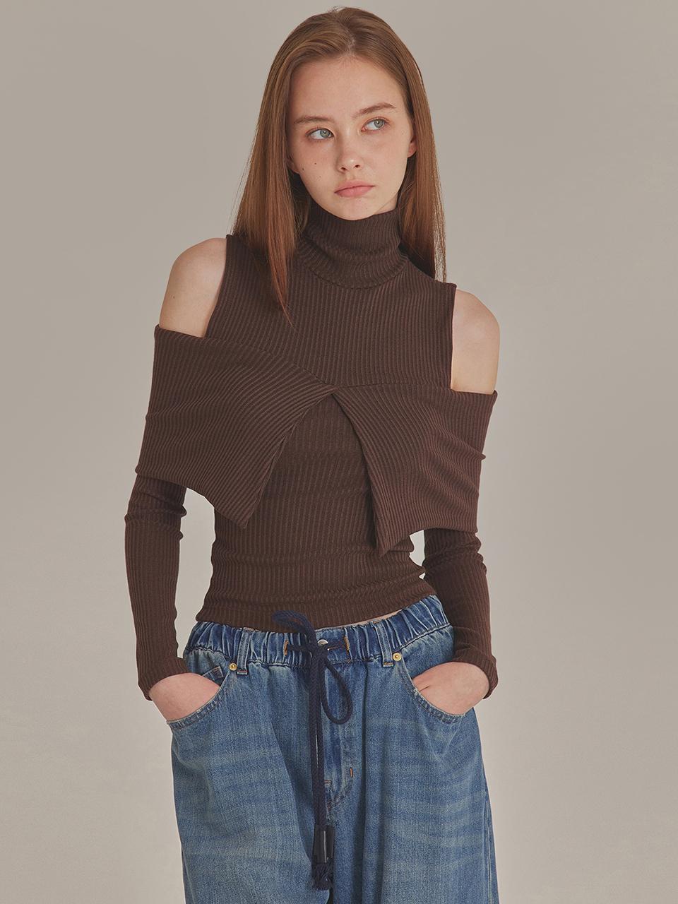 TOPGIRL High Neck Sailor Cut-Out Ribbed Top (T426TP106)