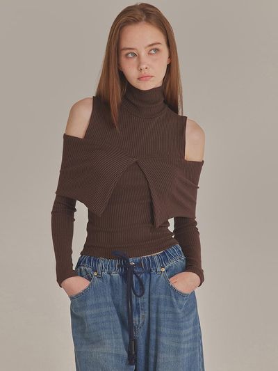 TOPGIRL High Neck Sailor Cut-Out Ribbed Top (T426TP106)