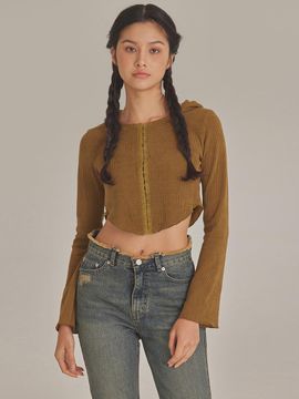 TOPGIRL Hook Closure Slim Fit Corduroy Hoodie (T423OT803)