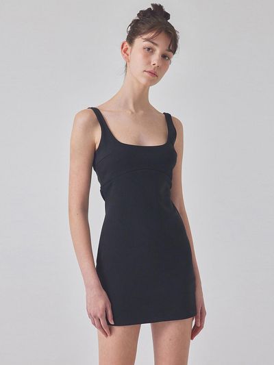 TOPGIRL MANNEQUIN SQUARE NECK MINI DRESS_T416DS502(BK)