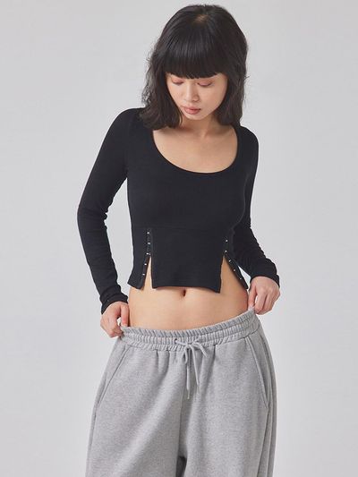 TOPGIRL OPEN HEM HOOK TOP_T416TP125(BK)