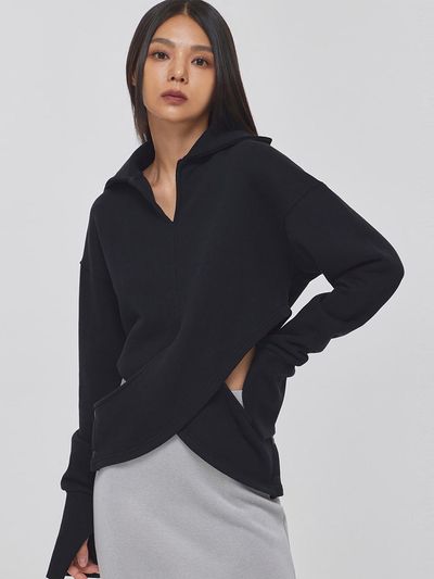 TOPGIRL OVER CROSS SIDE SNAP BUTTON SWEATSHIRT_T226TP130(B