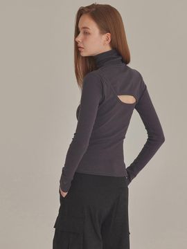 TOPGIRL Ribbed Cut-Out High Neck Cotton Blend Top (T426TP113)