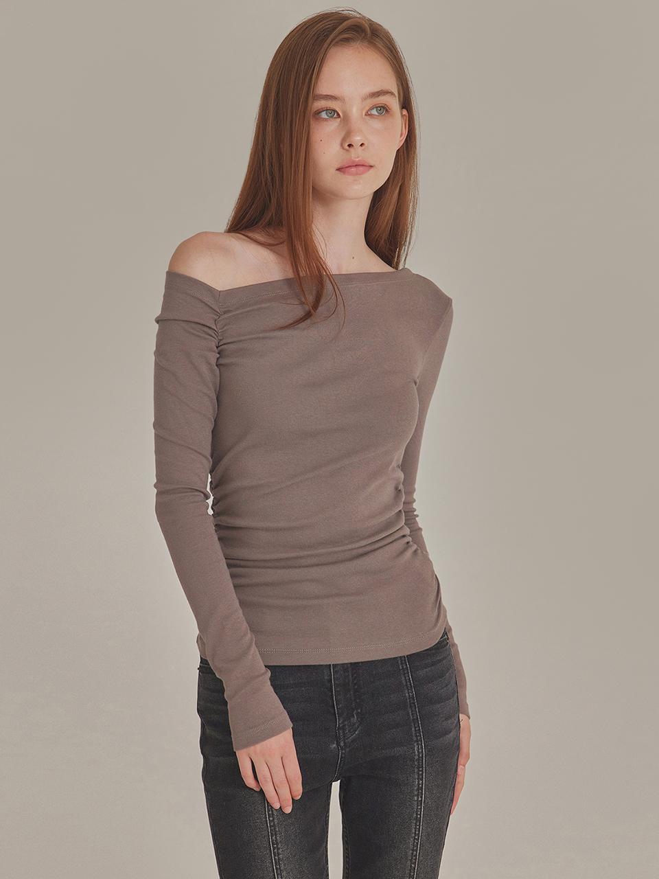 TOPGIRL Shirred One-Shoulder Cotton-Modal Tunic Top (T426TP117)