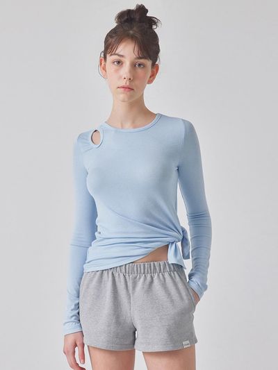 TOPGIRL SHOULDER CUT-OUT LONG SLEEVE TOP_T416TP121(SB)
