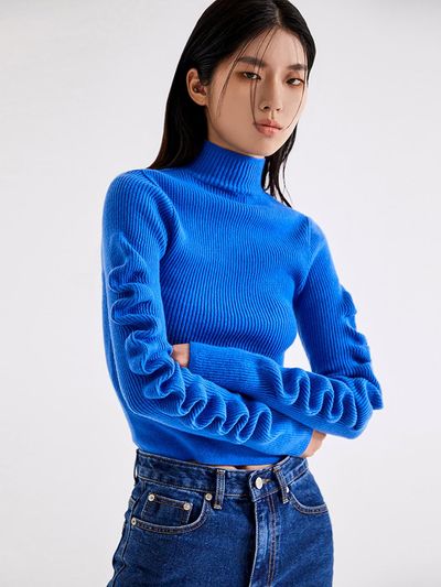 TOPGIRL SIGNATURE WAVY SLEEVE KNIT TOP _T226TP125(VB)