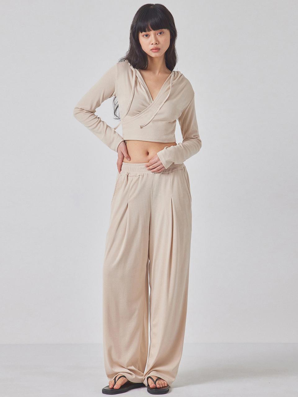 TOPGIRL SOFT PINTUCK WIDE PANTS_T416BT703(BE)