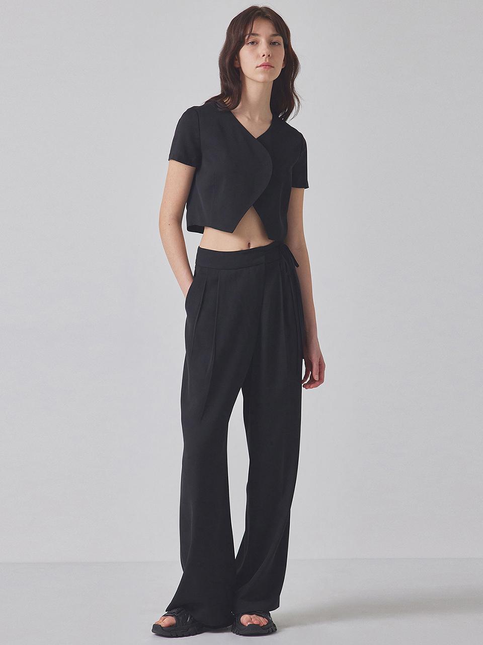 TOPGIRL STRAPPY TWO TUCK WIDE SLACKS_T416BT702(BK)