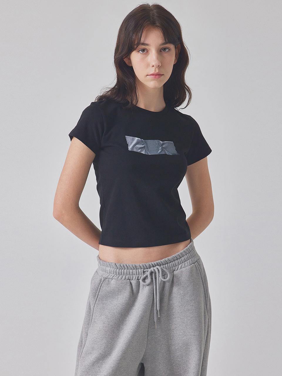 TOPGIRL TAPE-PRINTED T-SHIRT_T416TP104(BK)