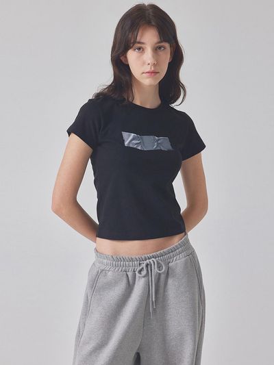 TOPGIRL TAPE-PRINTED T-SHIRT_T416TP104(BK)