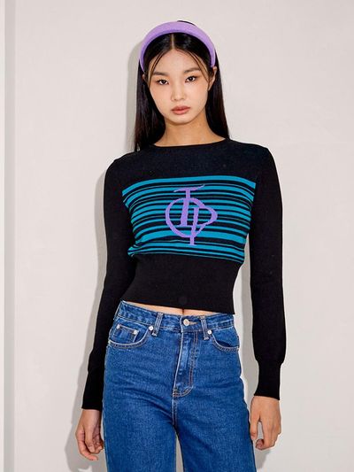 TOPGIRL TG STRIPE JACQUARD KNIT TOP_T226TP141(TO)