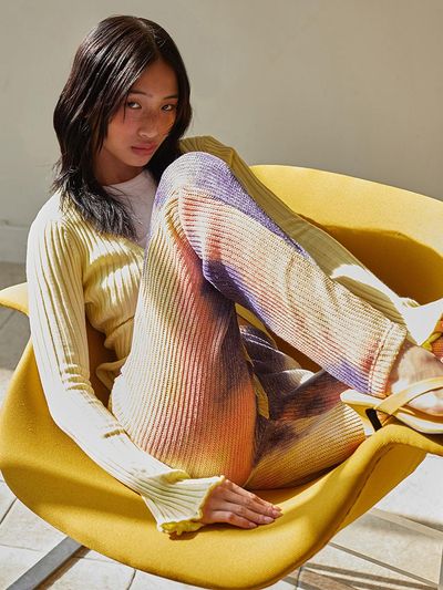 TOPGIRL TIE-DYE SEMI WIDE KNIT PANTS_T316BT704(YP)