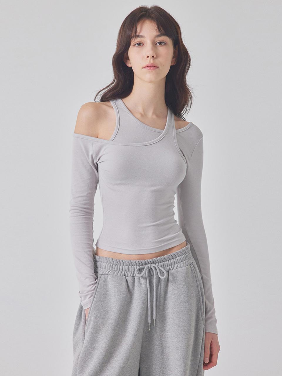 TOPGIRL UNBALANCED SHOULDER LAYERED TOP_T416TP123(LY)