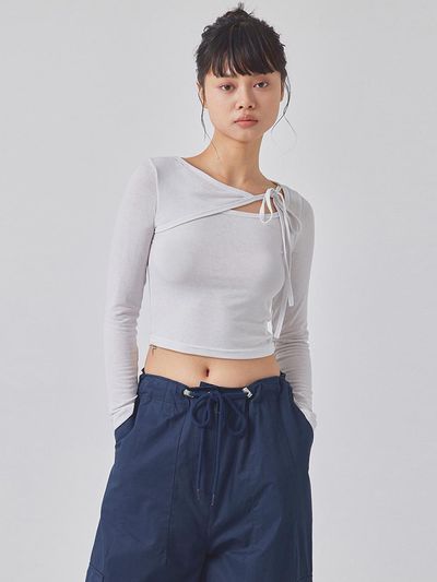 TOPGIRL UNBALANCED TIE STRAP TOP_T416TP134(WH)