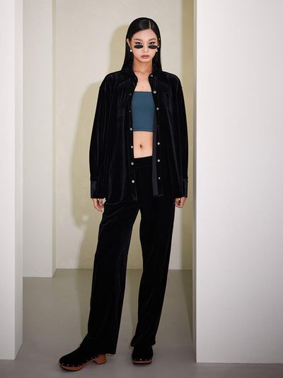 TOPGIRL VELVET PANTS_T226BT704(BK)