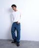 Topman Topman baggy carpenter jeans in mid wash-Blue - 3