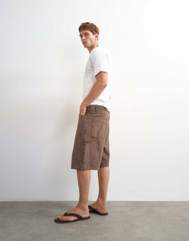 Topman Topman baggy fit carpenter shorts in washed brown