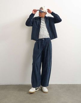 Topman Topman barrel fit corduroy pants in washed blue