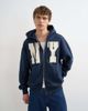 Topman Topman boxy fit hoodie with front NY chenille patch in navy - 1
